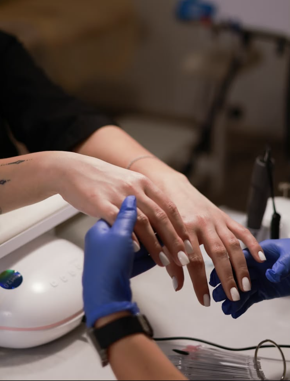Nail care at Marnis , detailed manicure work in a calm setting